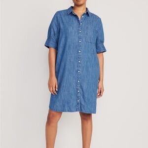 Short Sleeve Denim Shirt Dress NWT
